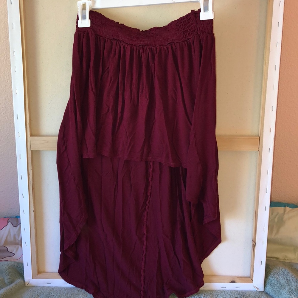 Maroon high low skirt